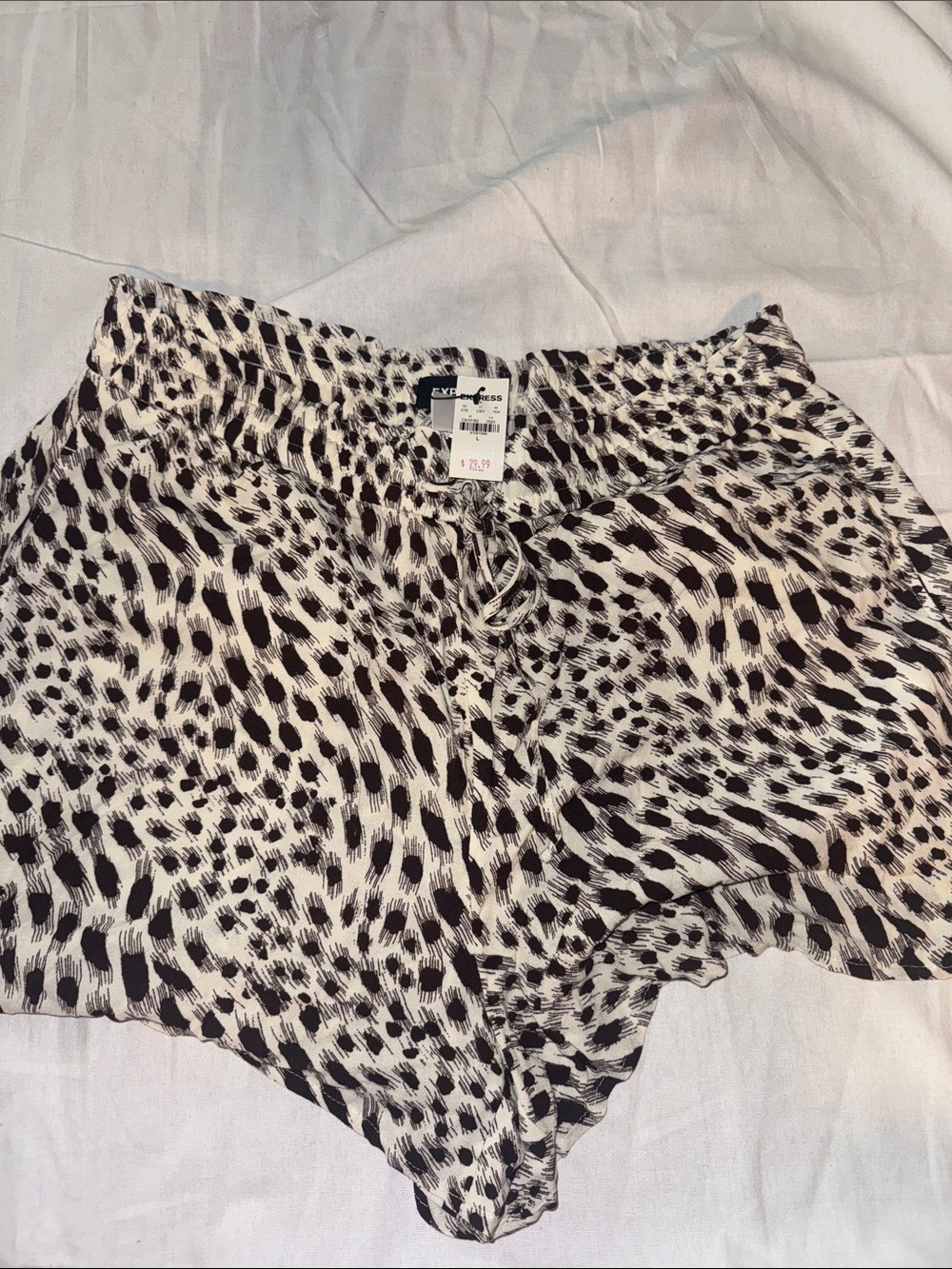 Express Black and White Spot-Print High-Waist Shorts